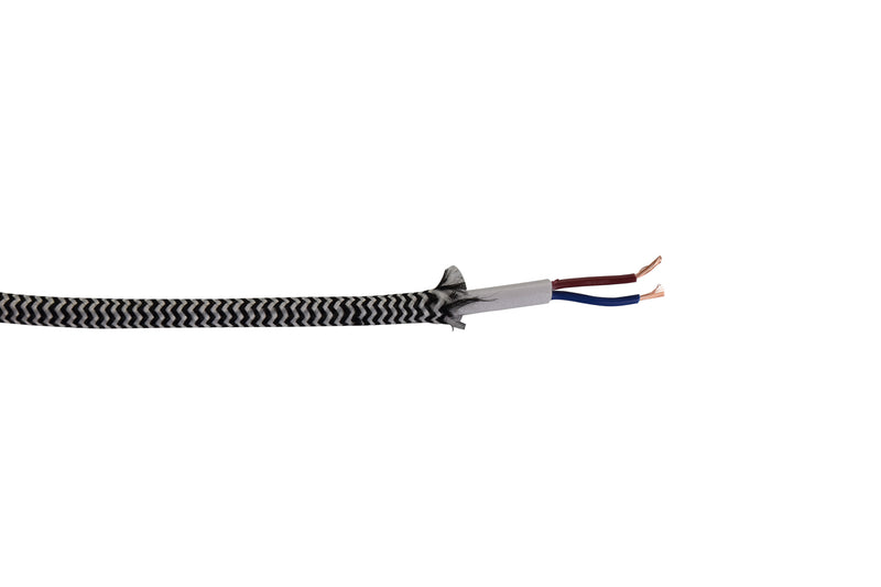 Load image into Gallery viewer, Deco D0530 Cavo 1m Black &amp; White Wave Stripe Braided 2 Core 0.75mm Cable VDE Approved
