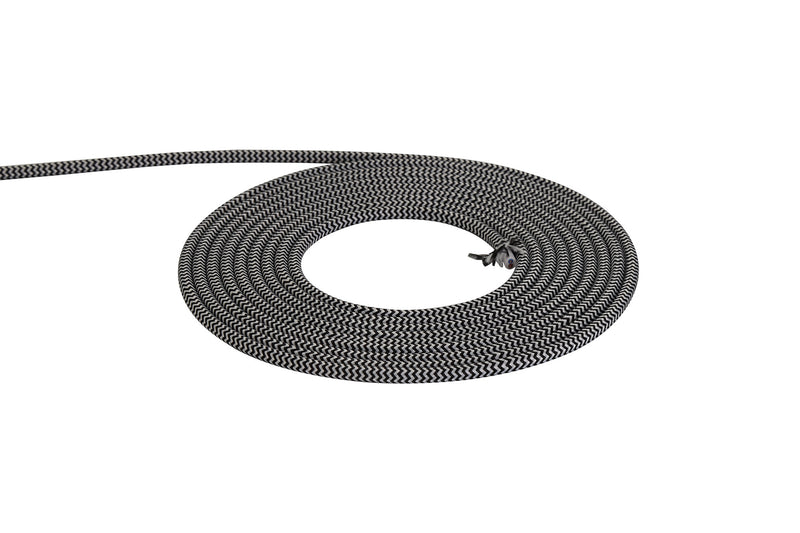 Load image into Gallery viewer, Deco D0530 Cavo 1m Black &amp; White Wave Stripe Braided 2 Core 0.75mm Cable VDE Approved
