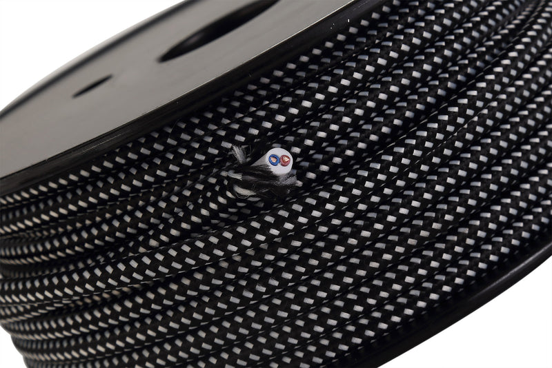 Load image into Gallery viewer, Deco D0531 Cavo 1m Black &amp; White Spot Braided 2 Core 0.75mm Cable VDE Approved
