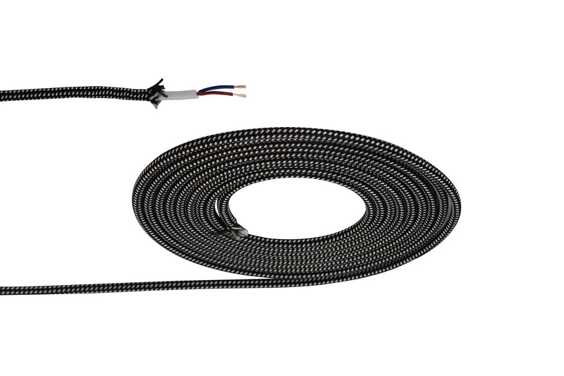 Load image into Gallery viewer, Deco D0531 Cavo 1m Black &amp; White Spot Braided 2 Core 0.75mm Cable VDE Approved
