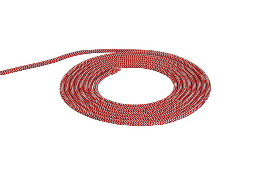Deco D0532 Cavo 1m Red & White Wave Stripes Braided 2 Core 0.75mm Cable VDE Approved