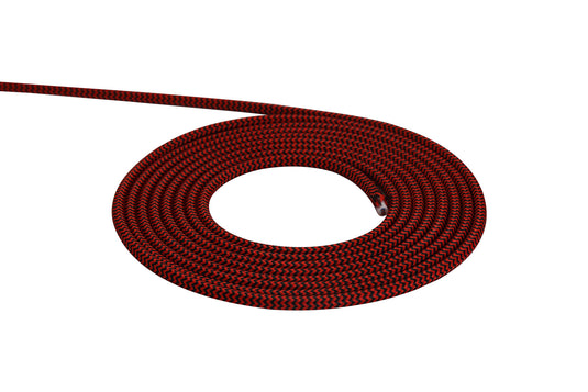 Deco D0533 Cavo 1m Red & Black Wave Stripes Braided 2 Core 0.75mm Cable VDE Approved