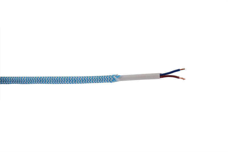Load image into Gallery viewer, Deco D0534 Cavo 1m Blue &amp; White Wave Stripes Braided 2 Core 0.75mm Cable VDE Approved
