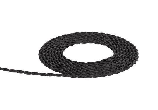 Deco D0535 Cavo 1m Grey Braided Twisted 2 Core 0.75mm Cable VDE Approved