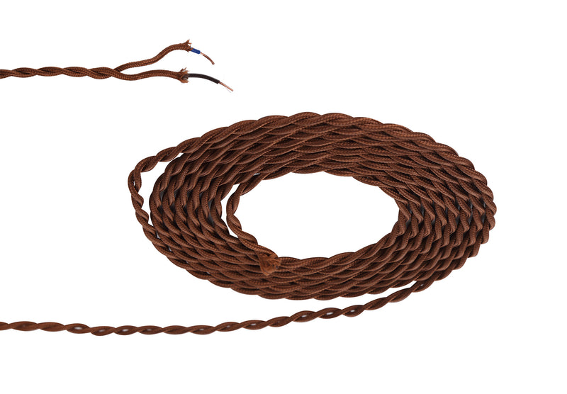 Load image into Gallery viewer, Deco D0536 Cavo 1m Red Brown Braided Twisted 2 Core 0.75mm Cable VDE Approved

