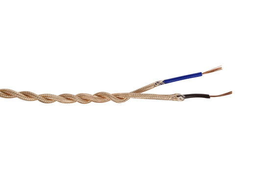 Deco D0537 Cavo 1m Rose Gold Braided Twisted 2 Core 0.75mm Cable VDE Approved