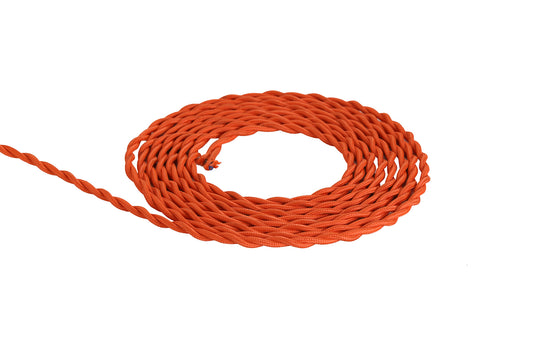 Deco D0538 Cavo 1m Orange Braided Twisted 2 Core 0.75mm Cable VDE Approved