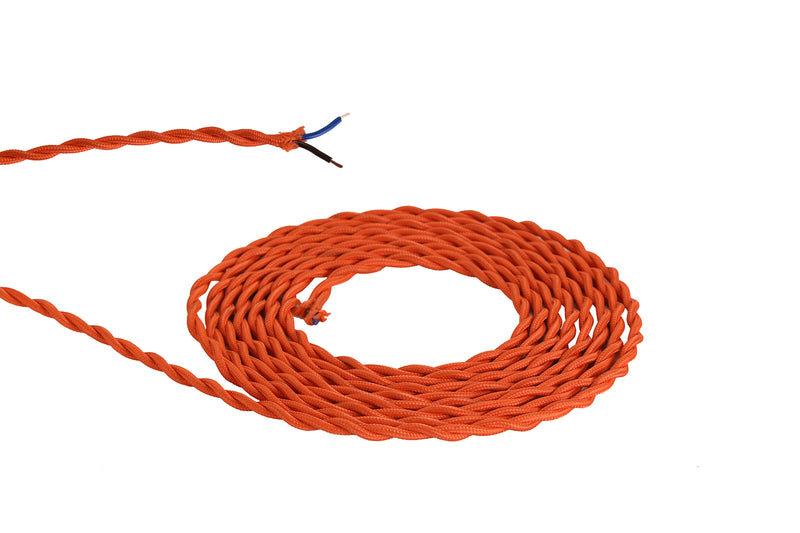 Load image into Gallery viewer, Deco D0538 Cavo 1m Orange Braided Twisted 2 Core 0.75mm Cable VDE Approved
