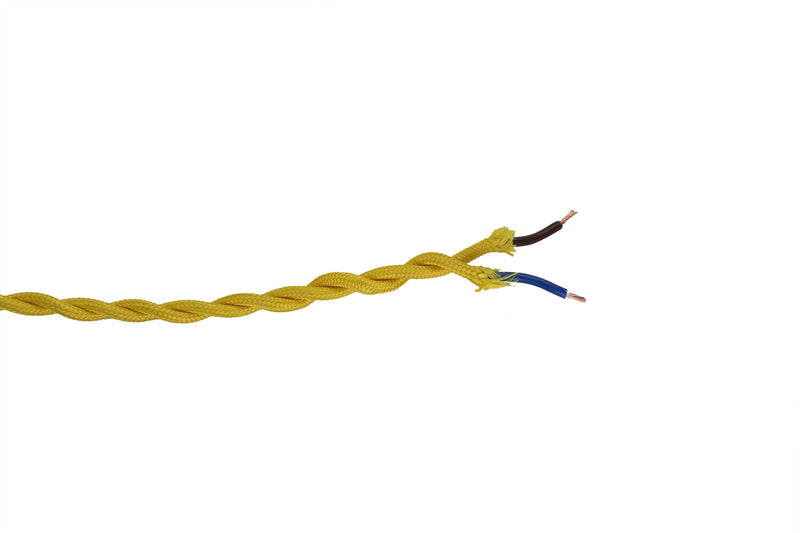 Load image into Gallery viewer, Deco D0539 Cavo 1m Yellow Braided Twisted 2 Core 0.75mm Cable VDE Approved
