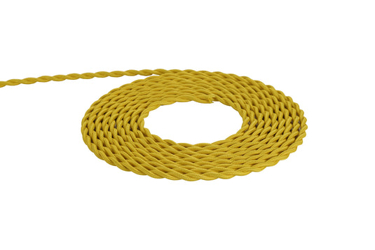 Deco D0539 Cavo 1m Yellow Braided Twisted 2 Core 0.75mm Cable VDE Approved