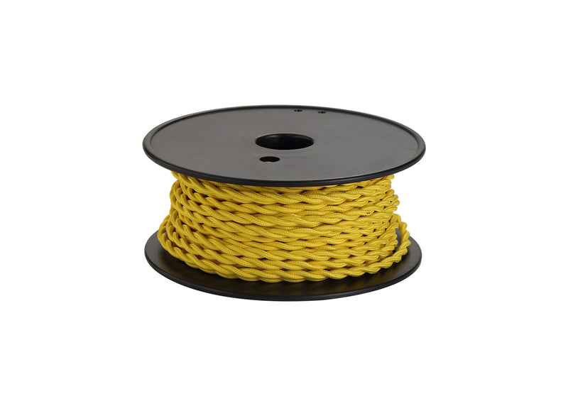 Load image into Gallery viewer, Deco D0539 Cavo 1m Yellow Braided Twisted 2 Core 0.75mm Cable VDE Approved
