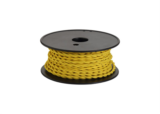 Deco D0539 Cavo 1m Yellow Braided Twisted 2 Core 0.75mm Cable VDE Approved