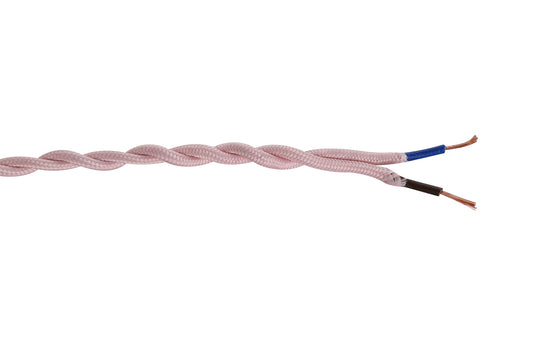 Deco D0540 Cavo 1m Pink Braided Twisted 2 Core 0.75mm Cable VDE Approved