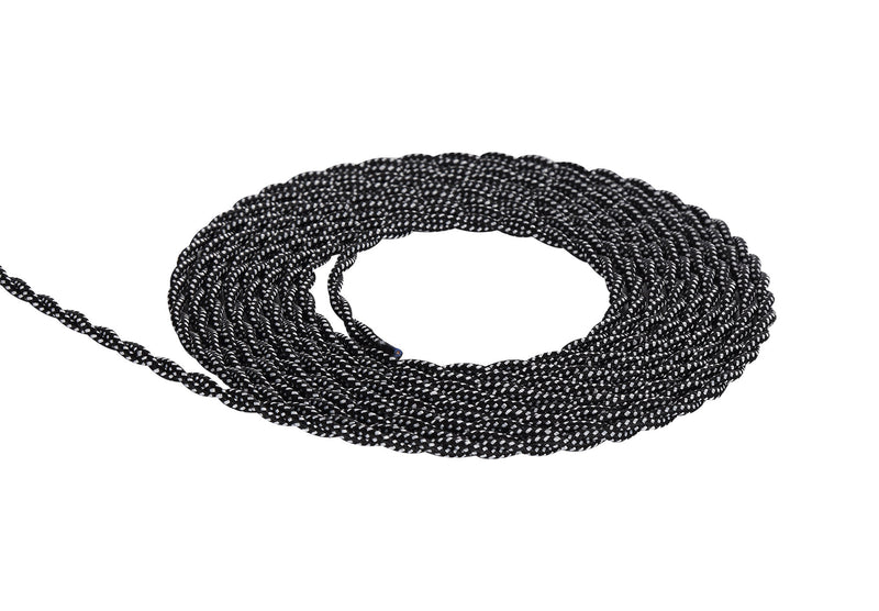 Load image into Gallery viewer, Deco D0542 Cavo 1m Black &amp; White Spot Braided Twisted 2 Core 0.75mm Cable VDE Approved
