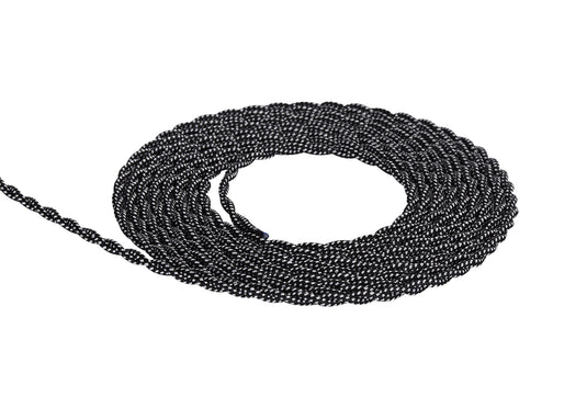 Deco D0542 Cavo 1m Black & White Spot Braided Twisted 2 Core 0.75mm Cable VDE Approved