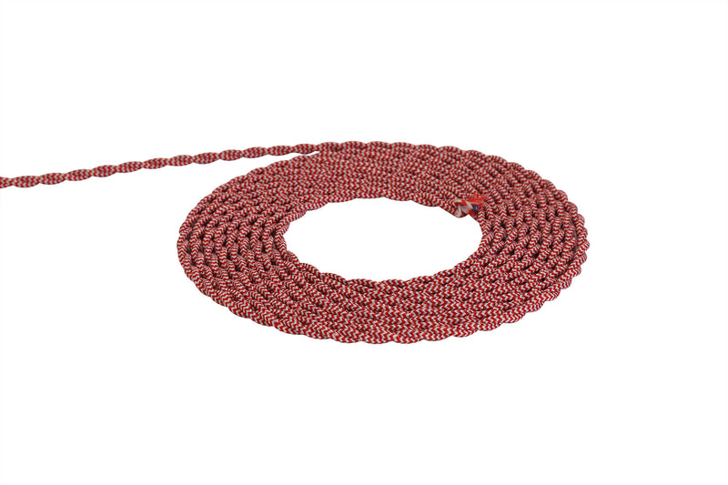 Load image into Gallery viewer, Deco D0543 Cavo 1m Red &amp; White Wave Stripe Braided Twisted 2 Core 0.75mm Cable VDE Approved
