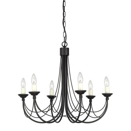 Elstead Lighting CB6-BLACK Carisbrooke 6 Light Chandelier