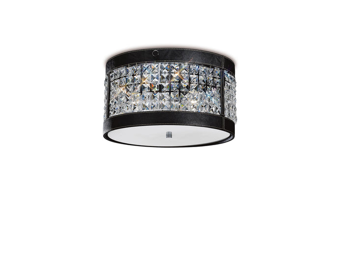 Diyas IL31030 Celsa Ceiling 3 Light Polished Chrome/Black Faux Leather/Crystal - 38235