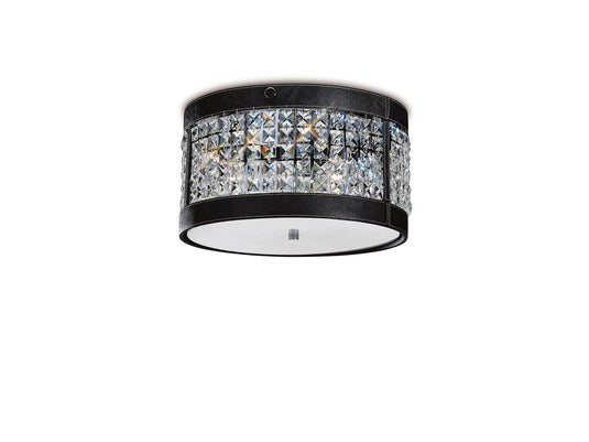 Diyas IL31030 Celsa Ceiling 3 Light Polished Chrome/Black Faux Leather/Crystal - 38235