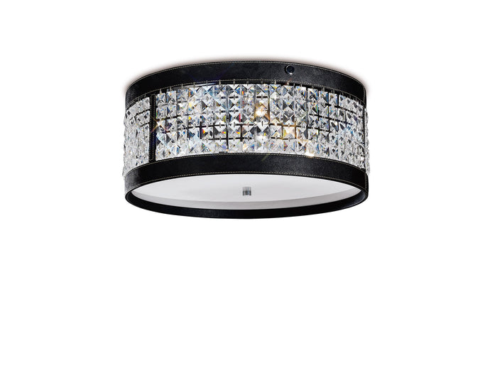 Diyas IL31031 Celsa Ceiling 4 Light Polished Chrome/Black Faux Leather/Crystal - 38236
