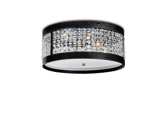Diyas IL31031 Celsa Ceiling 4 Light Polished Chrome/Black Faux Leather/Crystal - 38236