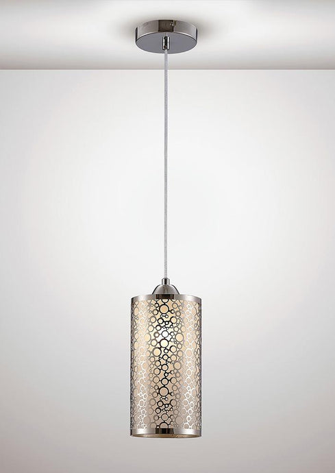 Deco D0133 Charon Single Circle Pattern Pendant 1 Light E27 Polished Chrome