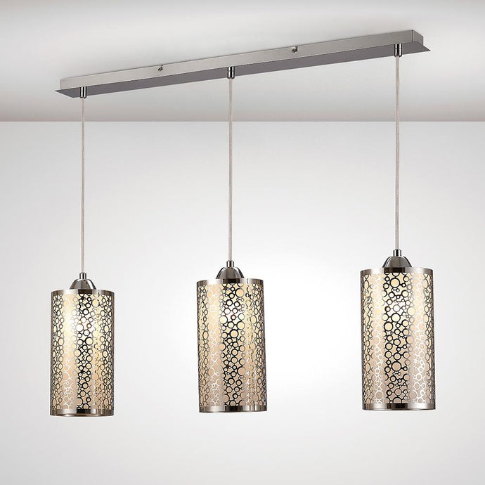 Deco D0134 Charon Circle Pattern Pendant 3 Light E27 Linear Polished Chrome