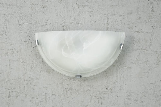Deco D0388 Chester 1 Light E27 Flush Wall Lamp, Polished Chrome With Frosted Alabaster Glass