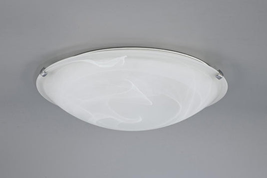 Deco D0390 Chester 3 Light E27 Flush Ceiling 400mm Round, Polished Chrome With Frosted Alabaster Glass