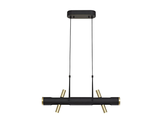 C-Lighting Chilham Linear Pendant , 4 x 2W LED, 3000K, 1120lm, Sand Black, Gold, 3yrs Warranty - 29101