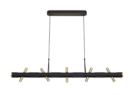 C-Lighting Chilham Linear Pendant , 10 x 2W LED, 3000K, 2800lm, Sand Black, Gold, 3yrs Warranty - 29102