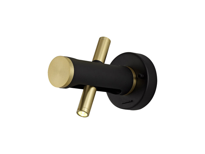 C-Lighting Chilham Switched Wall Light, 2 x 2W LED, 3000K, 560lm, Sand Black/Gold, 3yrs Warranty - 29103