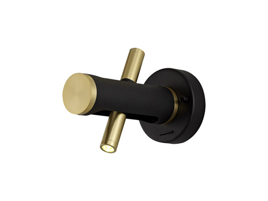 C-Lighting Chilham Switched Wall Light, 2 x 2W LED, 3000K, 560lm, Sand Black/Gold, 3yrs Warranty - 29103