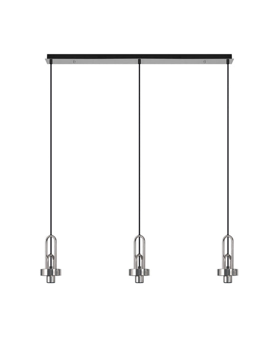 C-Lighting Chisel Linear Suspension Kit, 3 x E27, Polished Nickel/Matt Black - 33248