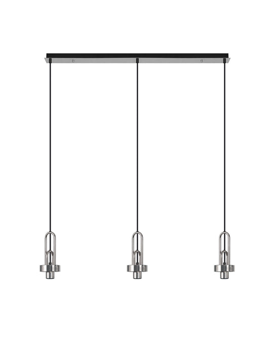 C-Lighting Chisel Linear Suspension Kit, 3 x E27, Polished Nickel/Matt Black - 33248