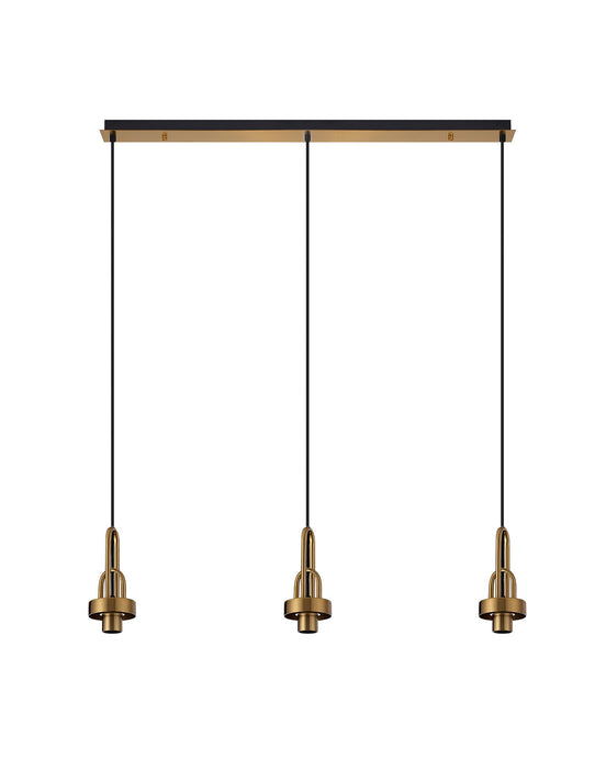 C-Lighting Chisel Linear Suspension Kit, 3 x E27, Brass Gold/Matt Black - 33250