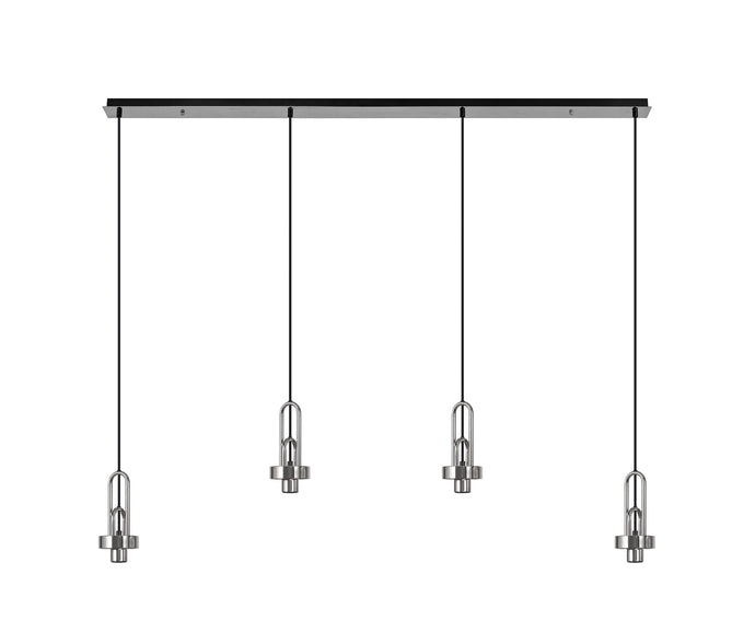 C-Lighting Chisel Linear Suspension Kit, 4 x E27, Polished Nickel/Matt Black - 33252