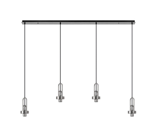 C-Lighting Chisel Linear Suspension Kit, 4 x E27, Polished Nickel/Matt Black - 33252