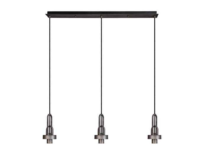 C-Lighting Chisel Linear Suspension Kit, 3 x E27, Aged Pewter/Matt Black - 33322
