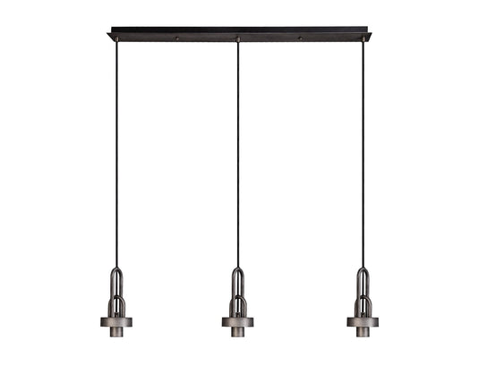C-Lighting Chisel Linear Suspension Kit, 3 x E27, Aged Pewter/Matt Black - 33322