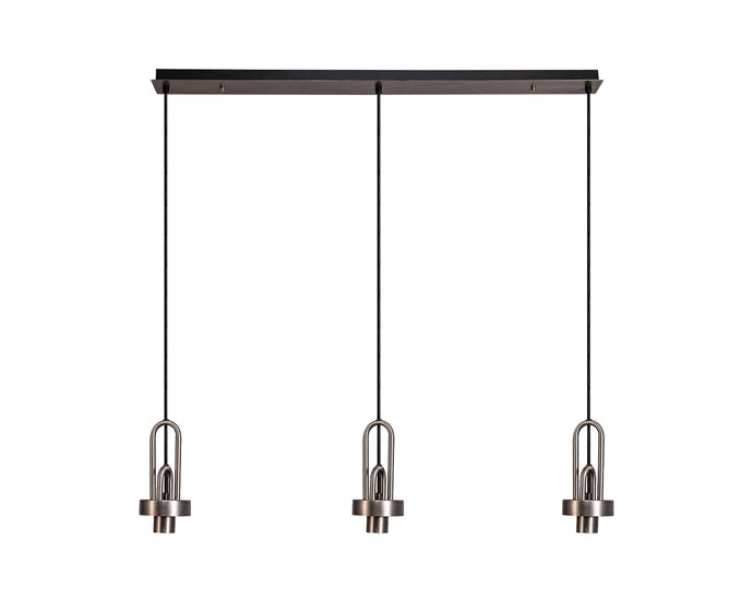 C-Lighting Chisel Linear Suspension Kit, 3 x E27, Antique Silver/Matt Black - 33323