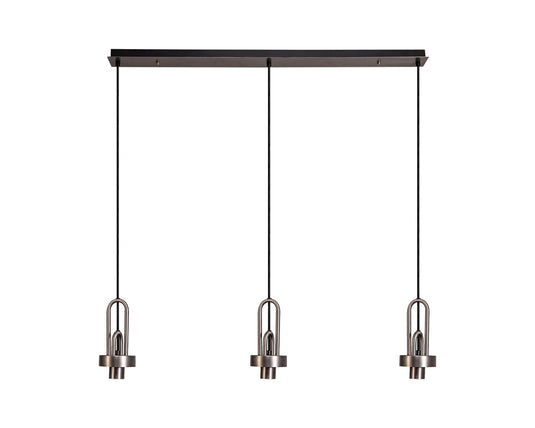 C-Lighting Chisel Linear Suspension Kit, 3 x E27, Antique Silver/Matt Black - 33323