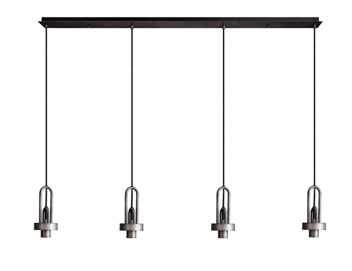 C-Lighting Chisel Linear Suspension Kit, 4 x E27, Aged Pewter/Matt Black - 33324