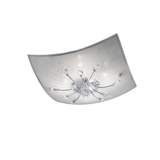 Diyas IL31475 Chloe Square Ceiling 4 Light E14 Polished Chrome/Glass/Crystal - 38388