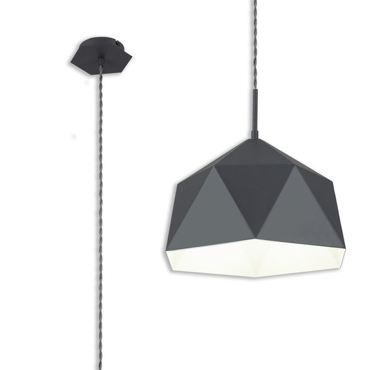 C-Lighting Collier Single Pendant, 1 Light Adjustable E27, Graphite/White Inner - 33329