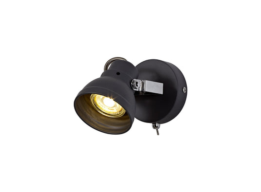 C-Lighting Conyer Adjustable Switched Spotlight, 1 x GU10 (Max 10W LED), Matt Grey/Polished Chrome - 29352