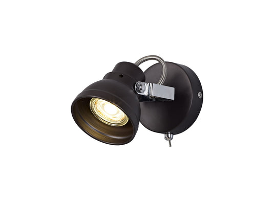 C-Lighting Conyer Adjustable Switched Spotlight, 1 x GU10 (Max 10W LED), Oiled Bronze/Polished Chrome - 29384