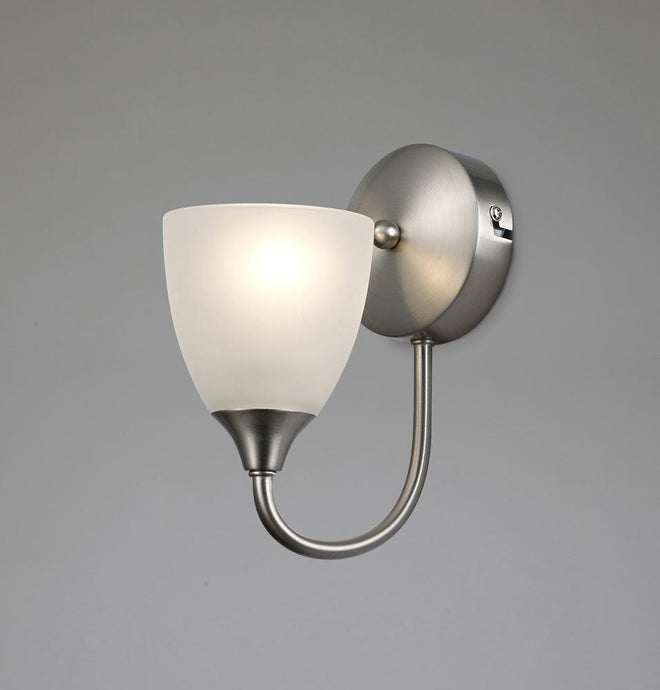 Deco D0238 Cooper Switched Wall Lamp 2 Light E14 Satin Nickel/Opal Glass - 44001