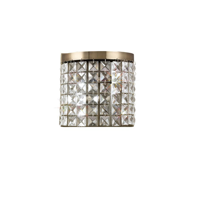Diyas IL30091 Cortina Wall Lamp 2 Light Antique Brass/Crystal - 37961