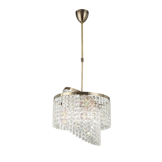 Diyas IL30093 Cortina Telescopic Pendant 6 Light With Adjustable Rings Antique Brass/Crystal - 37962
